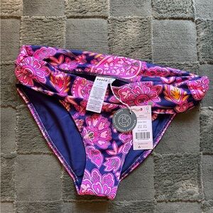Boden Women's Pink and Navy Floral Bikini Bottom NWT